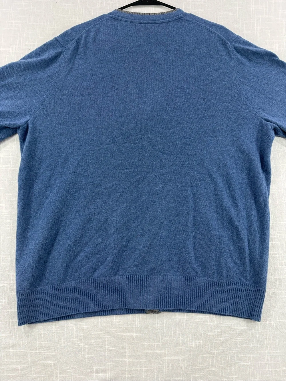 Banana Republic Blue V-Neck Button Cardigan with Contrast Trim - Men's
